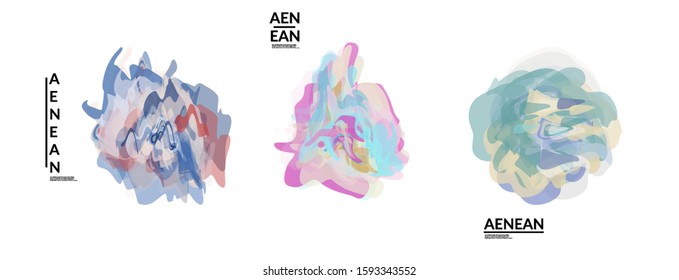 Abstract futuristic wavy shapes. Futuristic vector illustration badge set. Bubbles with transparent overlapping shapes creating watercolor texture.