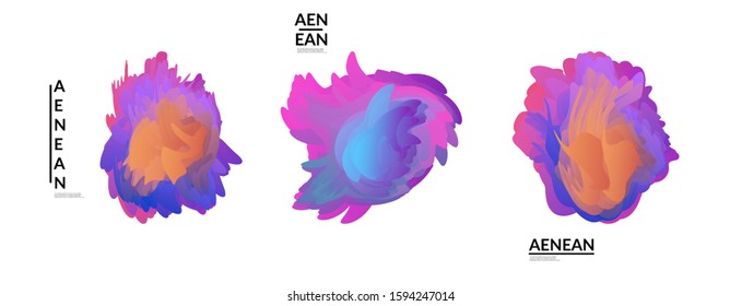 Abstract futuristic wavy shapes. Futuristic vector illustration badge set. Gradient bubbles with transparent random overlapping flower like shapes
