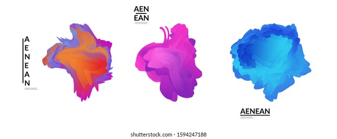 Abstract futuristic wavy shapes. Futuristic vector illustration badge set. Gradient bubbles with transparent random overlapping flower like shapes
