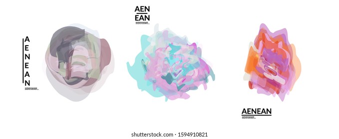 Abstract futuristic wavy shapes. Futuristic vector illustration badge set. Bubbles with transparent overlapping shapes creating watercolor texture.