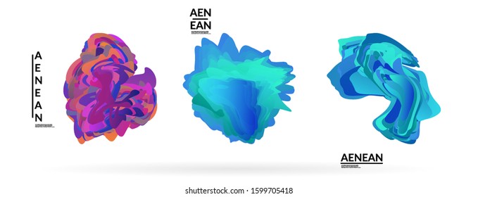 Abstract futuristic wavy shapes. Futuristic vector illustration badge set. Gradient bubbles with transparent random overlapping flower like shapes
