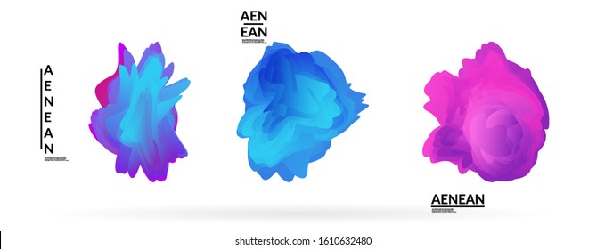 Abstract futuristic wavy shapes. Futuristic vector illustration badge set. Gradient bubbles with transparent random overlapping flower like shapes

