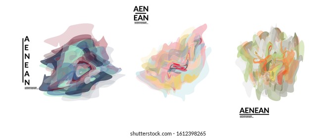 Abstract futuristic wavy shapes. Futuristic vector illustration badge set. Bubbles with transparent overlapping shapes creating watercolor texture.