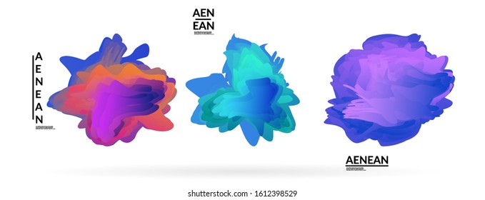 Abstract futuristic wavy shapes. Futuristic vector illustration badge set. Gradient bubbles with transparent random overlapping flower like shapes
