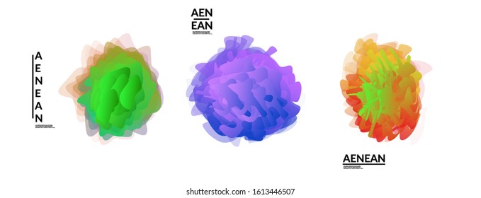 Abstract futuristic wavy shapes. Futuristic vector illustration badge set. Gradient bubbles with transparent random overlapping flower like shapes
