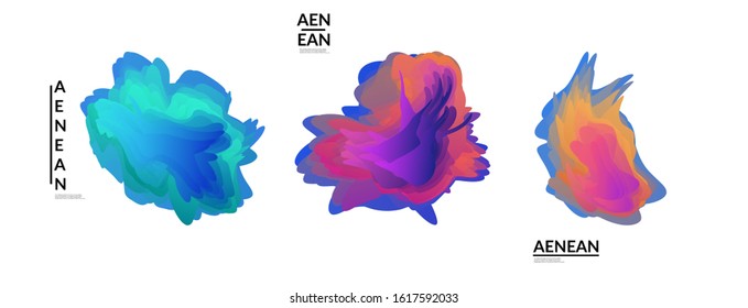 Abstract futuristic wavy shapes. Futuristic vector illustration badge set. Gradient bubbles with transparent random overlapping flower like shapes
