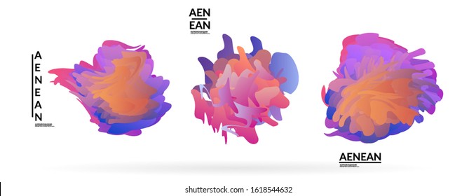 Abstract futuristic wavy shapes. Futuristic vector illustration badge set. Gradient bubbles with transparent random overlapping flower like shapes
