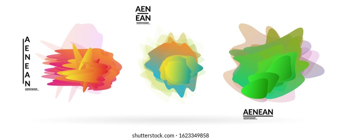 Abstract futuristic wavy shapes. Futuristic vector illustration badge set. Gradient bubbles with transparent random overlapping flower like shapes
