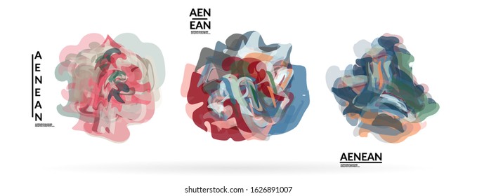 Abstract futuristic wavy shapes. Futuristic vector illustration badge set. Bubbles with transparent overlapping shapes creating watercolor texture.