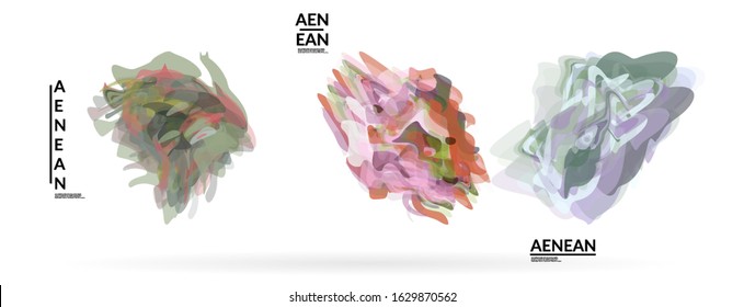 Abstract futuristic wavy shapes. Futuristic vector illustration badge set. Bubbles with transparent overlapping shapes creating watercolor texture.