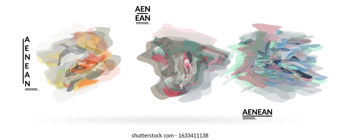 Abstract futuristic wavy shapes. Futuristic vector illustration badge set. Bubbles with transparent overlapping shapes creating watercolor texture.