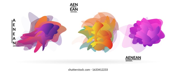Abstract futuristic wavy shapes. Futuristic vector illustration badge set. Gradient bubbles with transparent random overlapping flower like shapes
