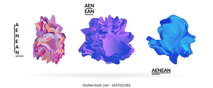 Abstract futuristic wavy shapes. Futuristic vector illustration badge set. Gradient bubbles with transparent random overlapping flower like shapes
