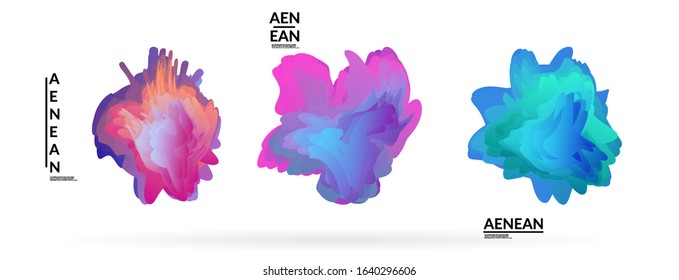 Abstract futuristic wavy shapes. Futuristic vector illustration badge set. Gradient bubbles with transparent random overlapping flower like shapes

