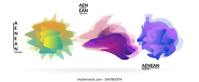 Abstract futuristic wavy shapes. Futuristic vector illustration badge set. Gradient bubbles with transparent random overlapping flower like shapes
