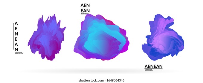 Formas redondeadas futuristas abstractas. Juego de insignias de ilustración vectorial futurista. Burbujas degradadas con formas de flor traslapadas aleatorias y transparentes
