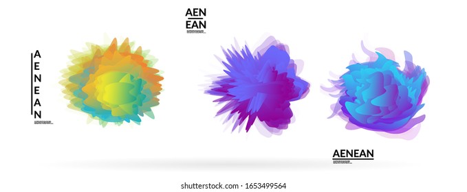 Abstract futuristic wavy shapes. Futuristic vector illustration badge set. Gradient bubbles with transparent random overlapping flower like shapes
