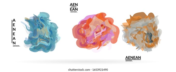 Formas redondeadas futuristas abstractas. Juego de insignias de ilustración vectorial futurista. Burbujas con formas transparentes superpuestas que crean textura de color de agua.