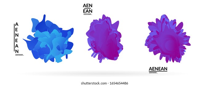 Formas redondeadas futuristas abstractas. Juego de insignias de ilustración vectorial futurista. Burbujas degradadas con formas de flor traslapadas aleatorias y transparentes
