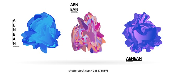 Abstract futuristic wavy shapes. Futuristic vector illustration badge set. Gradient bubbles with transparent random overlapping flower like shapes
