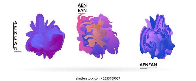 Abstract futuristic wavy shapes. Futuristic vector illustration badge set. Gradient bubbles with transparent random overlapping flower like shapes
