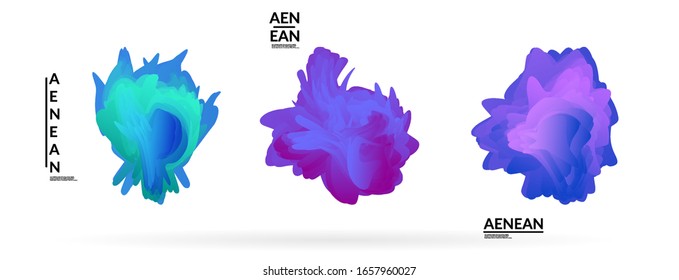 Abstract futuristic wavy shapes. Futuristic vector illustration badge set. Gradient bubbles with transparent random overlapping flower like shapes
