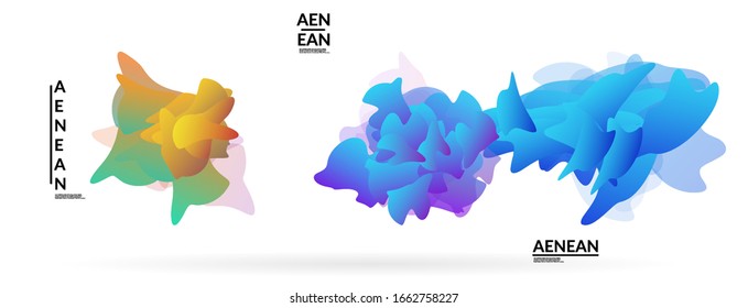 Abstract futuristic wavy shapes. Futuristic vector illustration badge set. Gradient bubbles with transparent random overlapping flower like shapes

