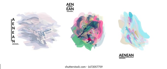 Formas redondeadas futuristas abstractas. Juego de insignias de ilustración vectorial futurista. Burbujas con formas transparentes superpuestas que crean textura de color de agua.
