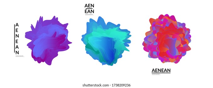 Abstract futuristic wavy shapes. Futuristic vector illustration badge set. Gradient bubbles with transparent random overlapping flower like shapes
