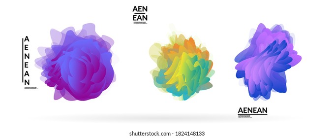 Abstract futuristic wavy shapes. Futuristic vector illustration badge set. Gradient bubbles with transparent random overlapping flower like shapes
