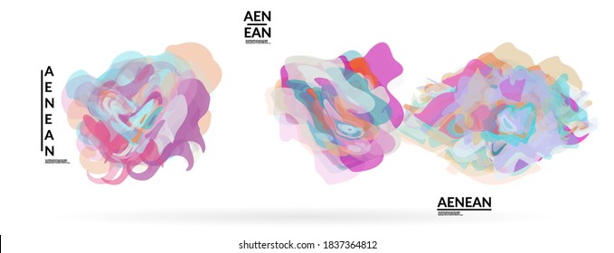 Resumen de formas onduladas futuristas. Juego de insignias de ilustración vectorial futurista. Burbujas con formas transparentes superpuestas que crean textura de color de agua.