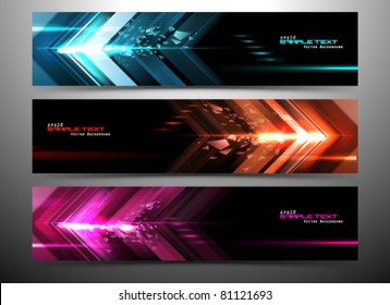 abstract futuristic website banner set vector illustration