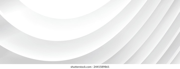 Abstract Futuristic White Architecture Circular Concentric Background. Modern geometric wallpaper. Futuristic technology design. 3D interior wall panel pattern.Cover template, geometric shapes. Vector