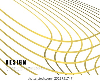 Abstract futuristic white background with golden wave pattern. Realistic 3d wallpaper with luxurious flowing lines. Perfect background for posters, websites, brochures, banners, apps, etc.
