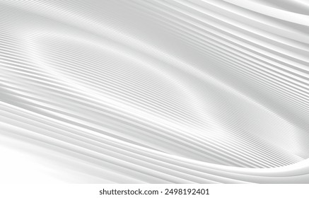 Abstract futuristic white silver architecture background. Metallic abstract wavy stripes background. White Circular Background. Modern Interior design.Futuristic interior concept. Elegant Vector EPS10