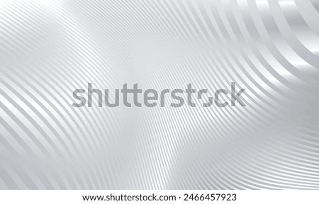 Abstract futuristic white silver architecture background with 3D waves stripes pattern, interesting metal striped background. 3d metallic curve waves. Futuristic interior concept. Premium Vector EPS10