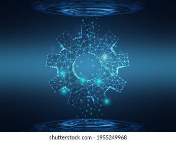 abstract futuristic wire mesh cog gear wheel technology hitech background