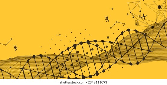 Abstract futuristic wireframe background for design works.
Science template, wallpaper or banner with a DNA molecules.
