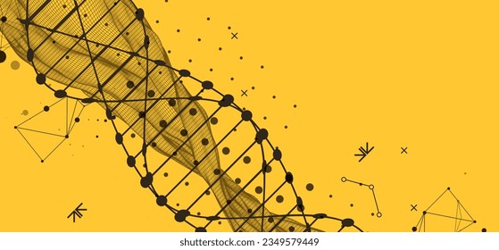 Abstract futuristic wireframe background for design works.
Science template, wallpaper or banner with a DNA molecules.
