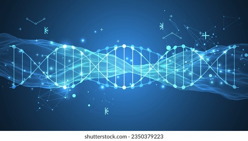 Abstract futuristic wireframe background for design works.
Science template, wallpaper or banner with a DNA molecules.

