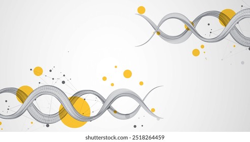 Fundo de arames futurista abstrato para trabalhos de design.
Modelo de ciência, papel de parede ou banner com moléculas de DNA. Mão desenhada.