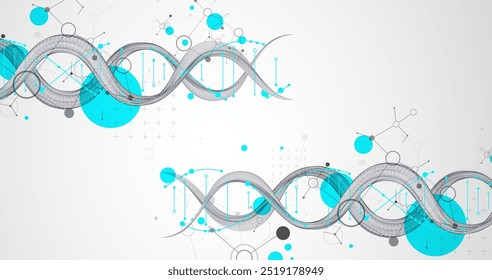 Fundo de arames futurista abstrato para trabalhos de design.
Modelo de ciência, papel de parede ou banner com moléculas de DNA. Mão desenhada.
