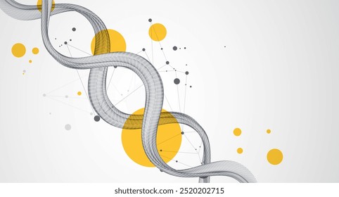 Abstract futuristic wireframe background for design works.
Science template, wallpaper or banner with a DNA molecules. Hand drawn.