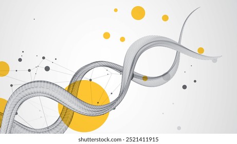 Fundo de arames futurista abstrato para trabalhos de design.
Modelo de ciência, papel de parede ou banner com moléculas de DNA. Mão desenhada.