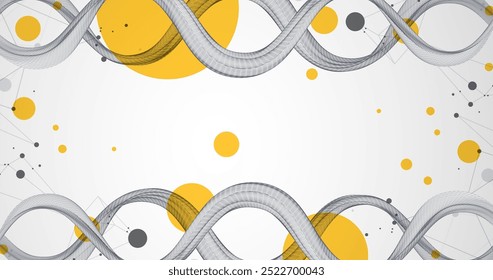 Abstract futuristic wireframe background for design works.
Science template, wallpaper or banner with a DNA molecules. Hand drawn.