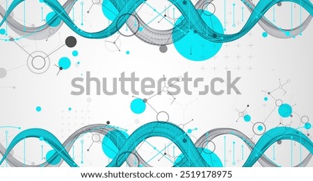 Abstract futuristic wireframe background for design works.
Science template, wallpaper or banner with a DNA molecules. Hand drawn.