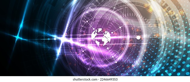 Abstract futuristic world background image of technological mechanisms and communication networks