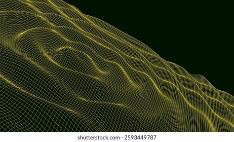 Abstract futuristic wormhole texture. 3D grid portal hole or sound wave background. For website and banner design. Big data visualization. Vector illustration.