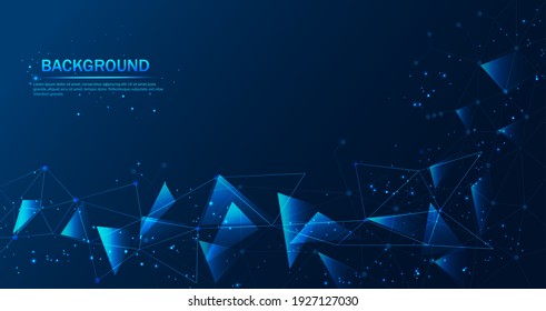 Abstract futuristic-The technology of molecules with polygonal shapes on a dark blue background. Illustration of Vector design digital technology concept.
