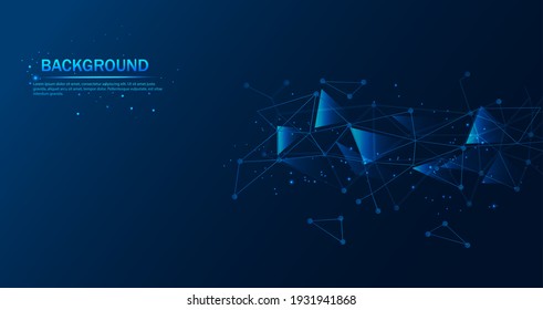 Abstract futuristic-The technology of molecules with polygonal shapes on a dark blue background. Illustration of Vector design digital technology concept.